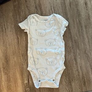 Carter's Cream and Blue Bear Print Bodysuit